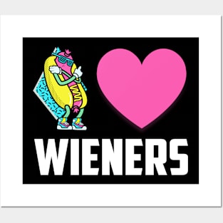 Funny Hot Dog Design - I Love Wieners Heart BBQ LGBT Gay Posters and Art